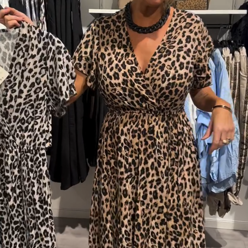 🥳durée limitée, demi-tarif🥰Robe longue imprimé léopard pour femme