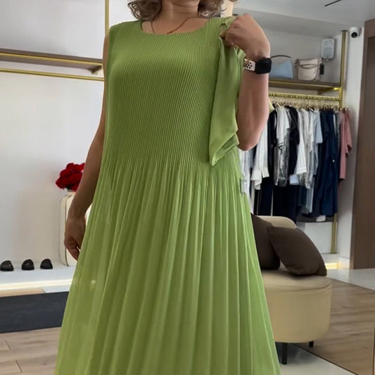 💃🏻Robe plissée sans manches en mousseline de soie pour femmes