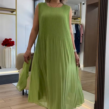💃🏻Robe plissée sans manches en mousseline de soie pour femmes