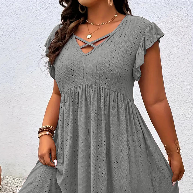 Robe Femme à Col V avec Volants — Coupe Flatteuse, Douce et Parfaite pour Toutes les Occasions