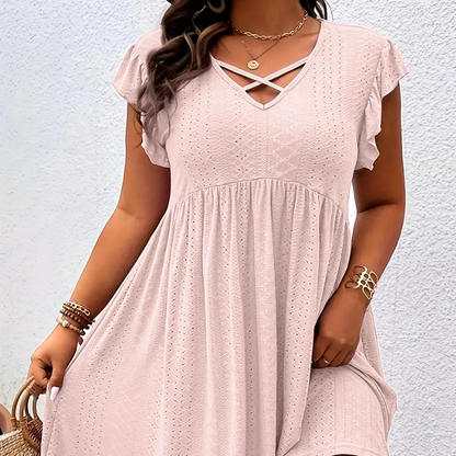 Robe Femme à Col V avec Volants — Coupe Flatteuse, Douce et Parfaite pour Toutes les Occasions