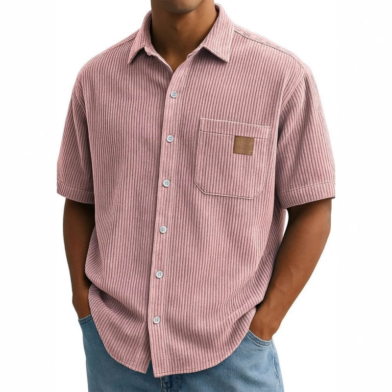 Chemises Vintage à Revers à Manches Courtes et Boutons pour Homme