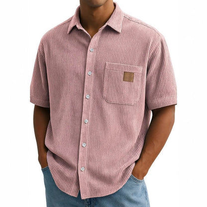 Chemises Vintage à Revers à Manches Courtes et Boutons pour Homme