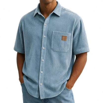 Chemises Vintage à Revers à Manches Courtes et Boutons pour Homme