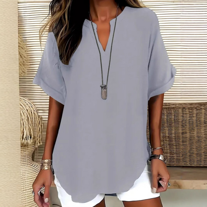 👕 50% DE RÉDUCTION! 🌸 Top Ample Uni à Manches Courtes – Tissu Léger, Coupe Décontractée & Polyvalent ✨