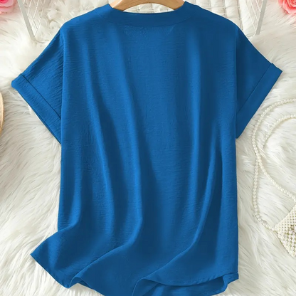 👕 50% DE RÉDUCTION! 🌸 Top Ample Uni à Manches Courtes – Tissu Léger, Coupe Décontractée & Polyvalent ✨