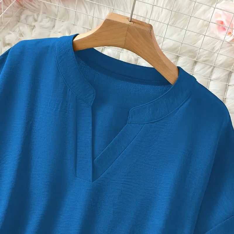 👕 50% DE RÉDUCTION! 🌸 Top Ample Uni à Manches Courtes – Tissu Léger, Coupe Décontractée & Polyvalent ✨