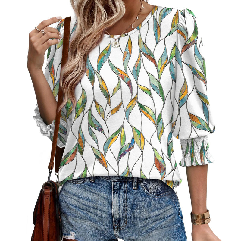 🌸 Chemise formelle et décontractée à manches fendues et poignets froncés pour femmes