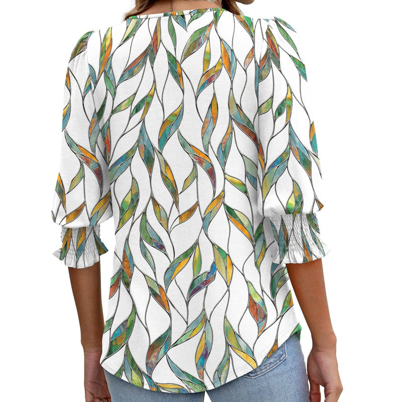 🌸 Chemise formelle et décontractée à manches fendues et poignets froncés pour femmes