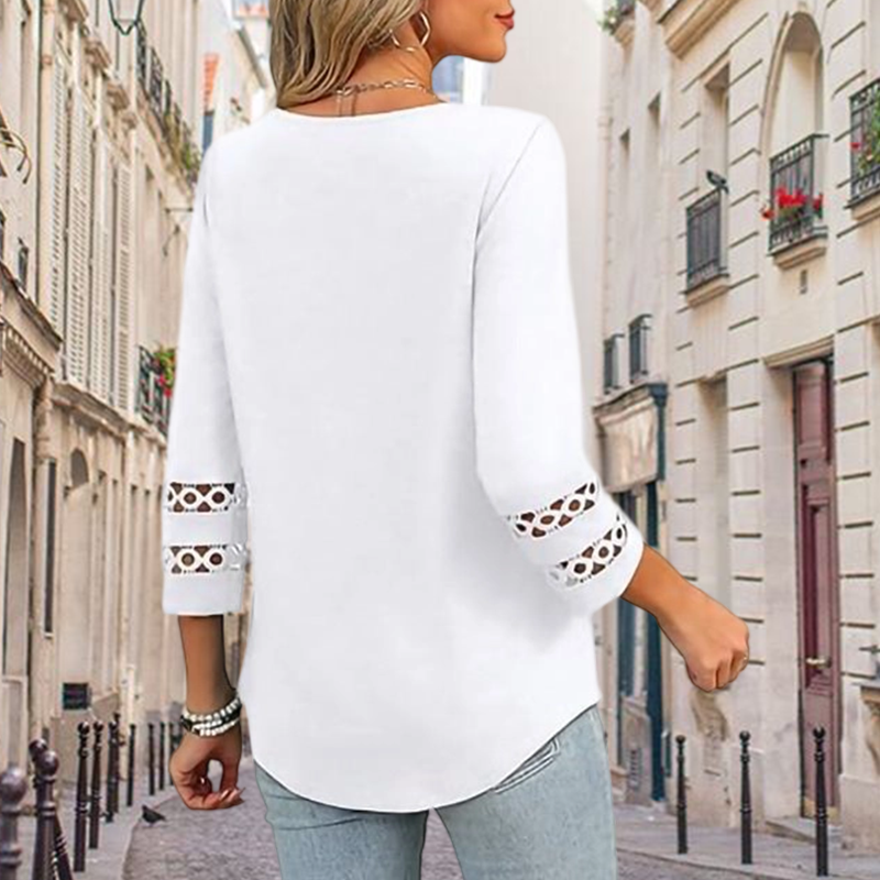 💝Nouveauté 2026 : hauts à manches 3/4 pour femmes, t-shirts tendance à col en V