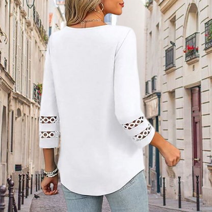 💝Nouveauté 2026 : hauts à manches 3/4 pour femmes, t-shirts tendance à col en V