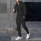 Ensemble de survêtement 2 pièces à capuche et couleur unie pour homme
