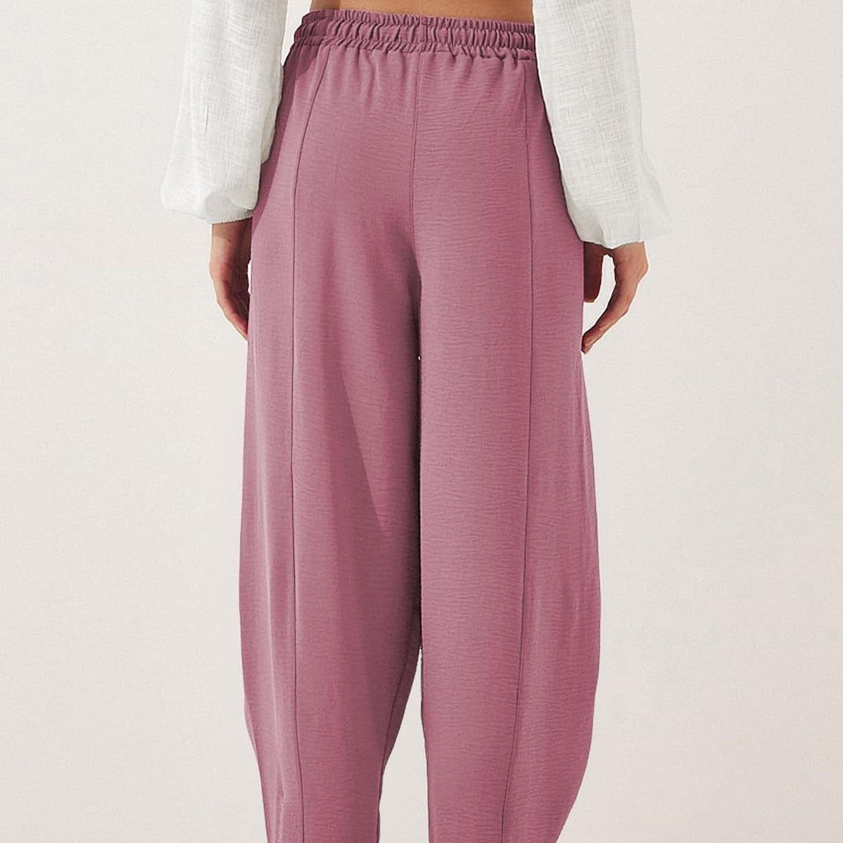 Pantalon décontracté à jambes larges et cordon de serrage pour femme