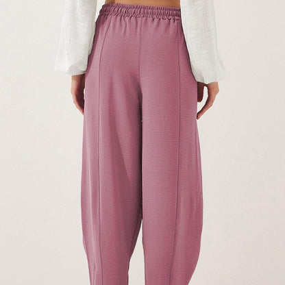 Pantalon décontracté à jambes larges et cordon de serrage pour femme