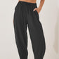 Pantalon décontracté à jambes larges et cordon de serrage pour femme