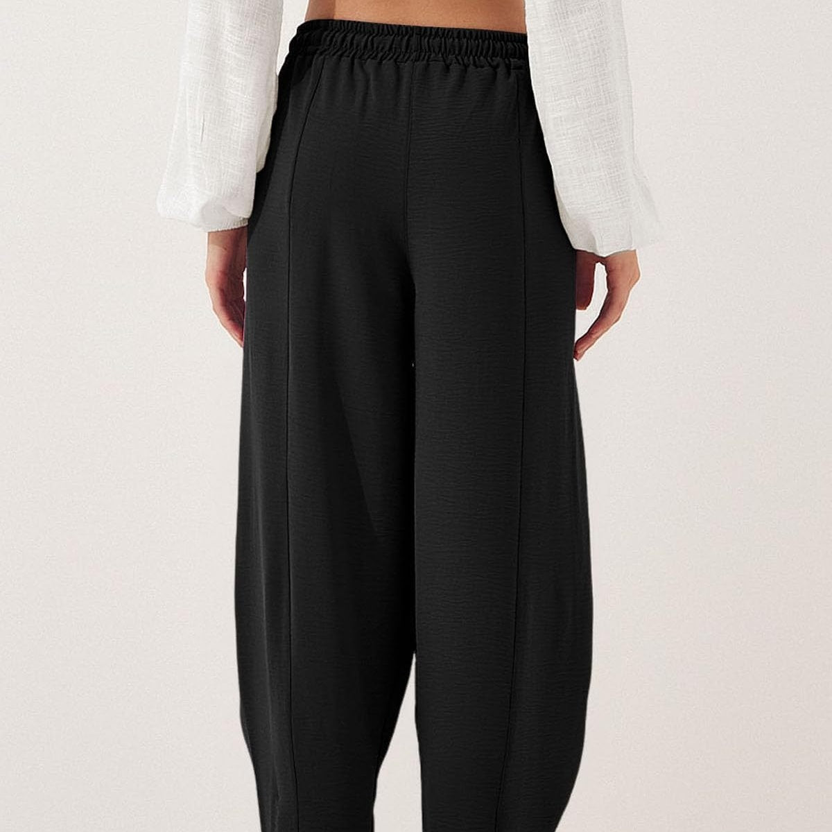 Pantalon décontracté à jambes larges et cordon de serrage pour femme