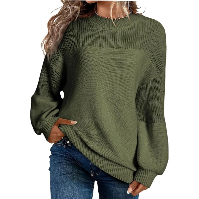 Pull Femme Manches Longues en Maille Coupe Loose
