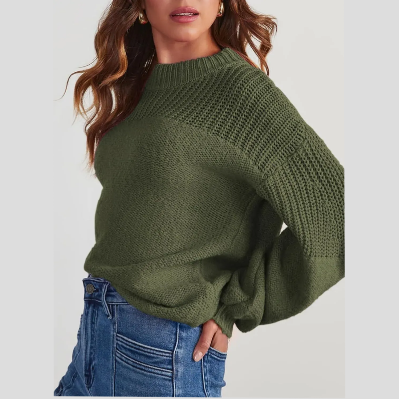 Pull Femme Manches Longues en Maille Coupe Loose