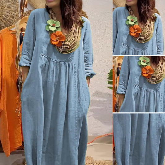 💖Vente limitée 50% DE RÉDUCTION💖Robe en lin à manches longues pour femmes, style boho décontracté