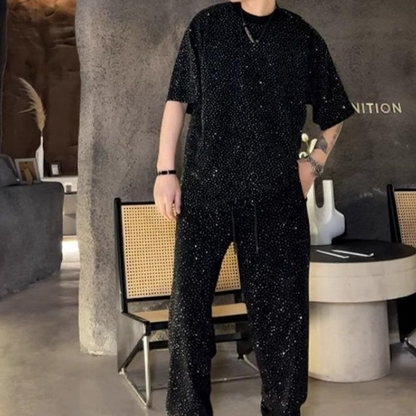 ⏳Spécial à durée limitée⏰Ensemble 2 pièces pour homme : haut à manches courtes et pantalon à jambes larges