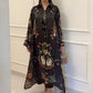 Robe maxi ample imprimée à manches longues et col en V pour femme