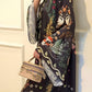 Robe maxi ample imprimée à manches longues et col en V pour femme
