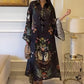 Robe maxi ample imprimée à manches longues et col en V pour femme