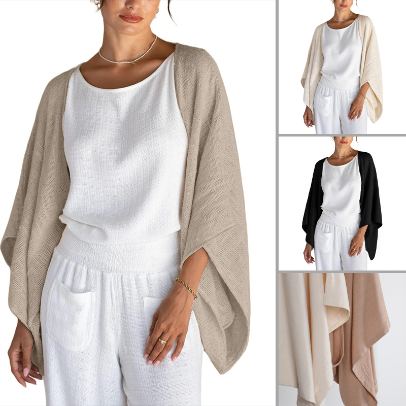 Damen lockerer Cardigan mit 3/4-Ärmeln und offener Vorderseite