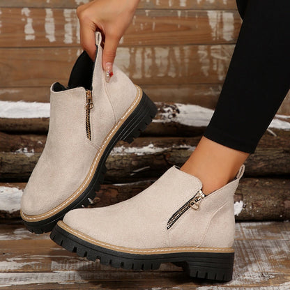 👢 Promo 50 % – Bottines tendance et confortables pour femmes, bout rond et zip 🌟