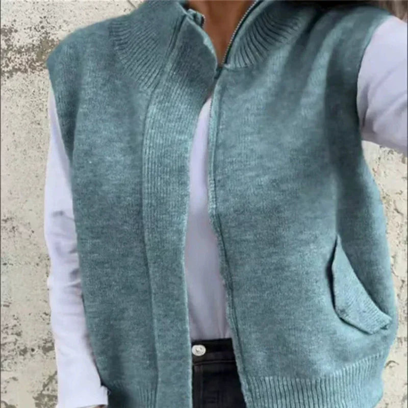 Gilet-Pull Chaud à Fermeture Éclair pour Femme