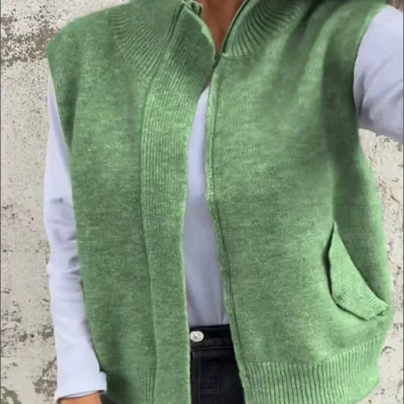 Gilet-Pull Chaud à Fermeture Éclair pour Femme