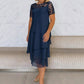 ⏳Spécial à durée limitée⏰Robe midi A-line en maille superposée👗