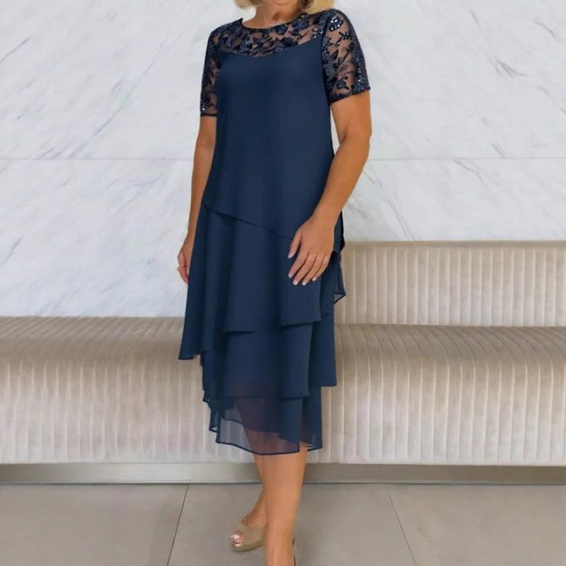 ⏳Spécial à durée limitée⏰Robe midi A-line en maille superposée👗