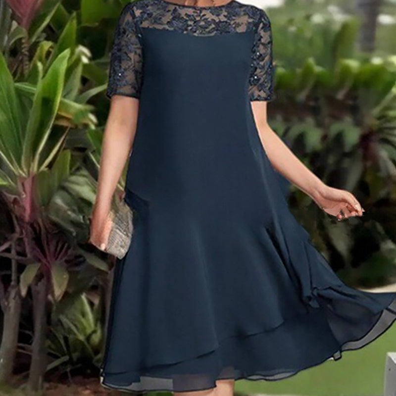 ⏳Spécial à durée limitée⏰Robe midi A-line en maille superposée👗