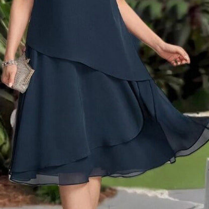 ⏳Spécial à durée limitée⏰Robe midi A-line en maille superposée👗