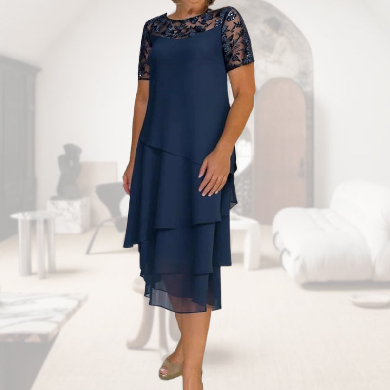 ⏳Spécial à durée limitée⏰Robe midi A-line en maille superposée👗