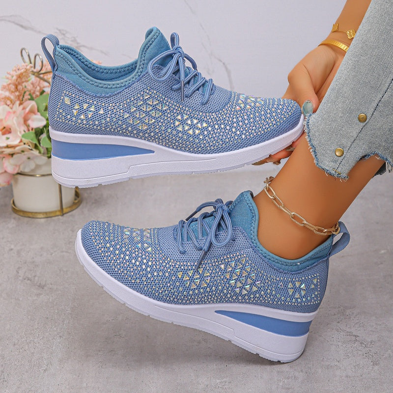 🔥🔥Dernier jour de promotion, profitez de 50 % de réduction🔥 Chaussures de sport orthopédiques respirantes pour femmes, style décontracté et tendance, ornées de strass incrustés.