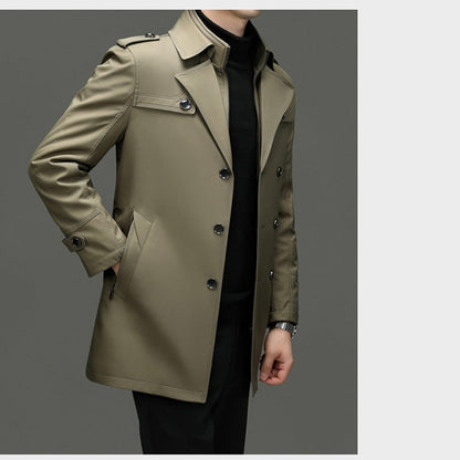 🔥 60% KORTING ! ✨ Mannen Lange Trenchcoat - Afneembare Voering, Winddicht en Waterafstotend, Klassiek en Praktisch 🧥🌂