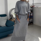 Ensemble 2 pièces sweat-shirt à col rond et jupe pour femme