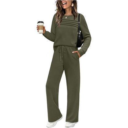 🥳💞 +45 000 vendues🔥60 % de réduction💥Ensemble Femme Décontracté avec Haut et Pantalon à Cordon de Serrage👕👖