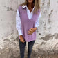 Gilet en tricot à col en V décontracté pour femme