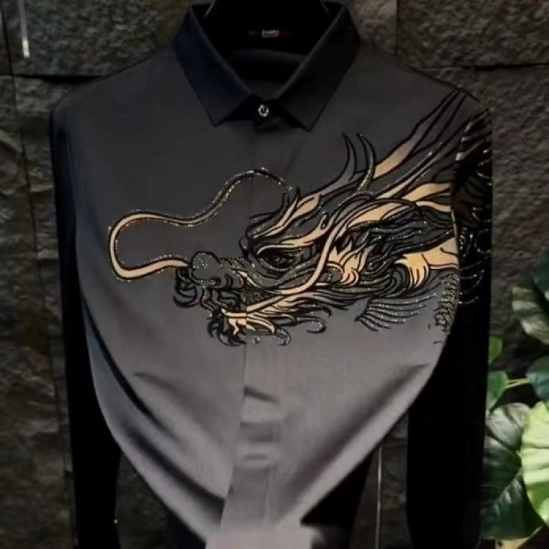 Chemise slim fit élégante imprimée pour homme