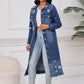 Veste longue en jean déchiré pour femme