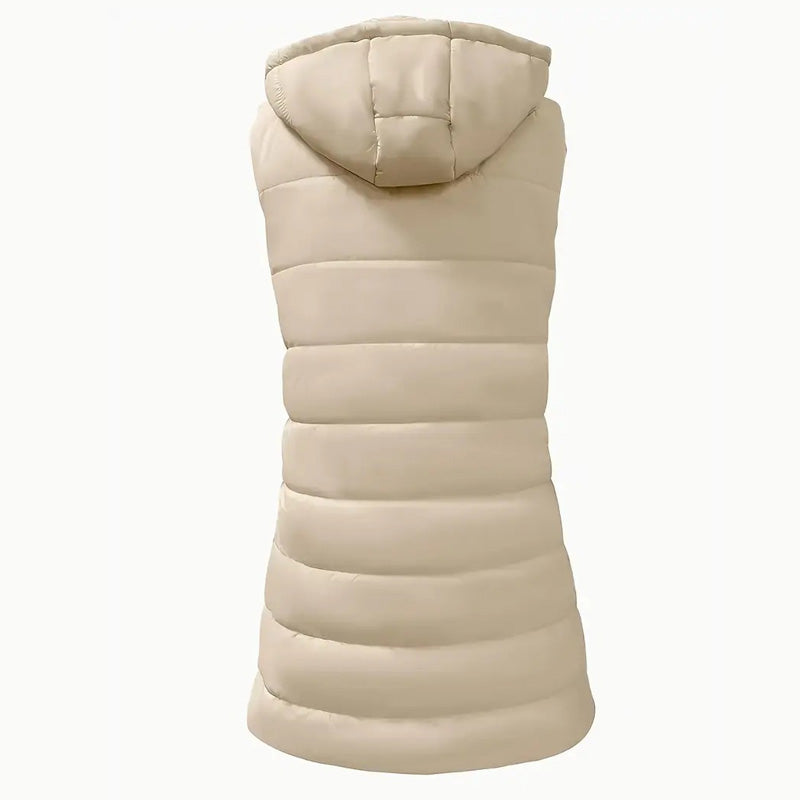 🔥SOLDES 50 % DE RÉDUCTION🎁Doudoune longue zippée pour femme👗 | Couleur unie | Sans manches | À capuche | Vêtements d'hiver 💕