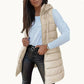 🔥SOLDES 50 % DE RÉDUCTION🎁Doudoune longue zippée pour femme👗 | Couleur unie | Sans manches | À capuche | Vêtements d'hiver 💕