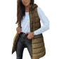 🔥SOLDES 50 % DE RÉDUCTION🎁Doudoune longue zippée pour femme👗 | Couleur unie | Sans manches | À capuche | Vêtements d'hiver 💕