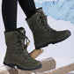 Bottes de neige chaudes à lacets pour femmes, montant jusqu'à la cheville【Livraison gratuite】