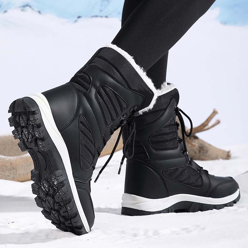 Bottes de neige chaudes à lacets pour femmes, montant jusqu'à la cheville【Livraison gratuite】