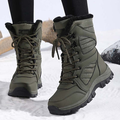 Bottes de neige chaudes à lacets pour femmes, montant jusqu'à la cheville【Livraison gratuite】