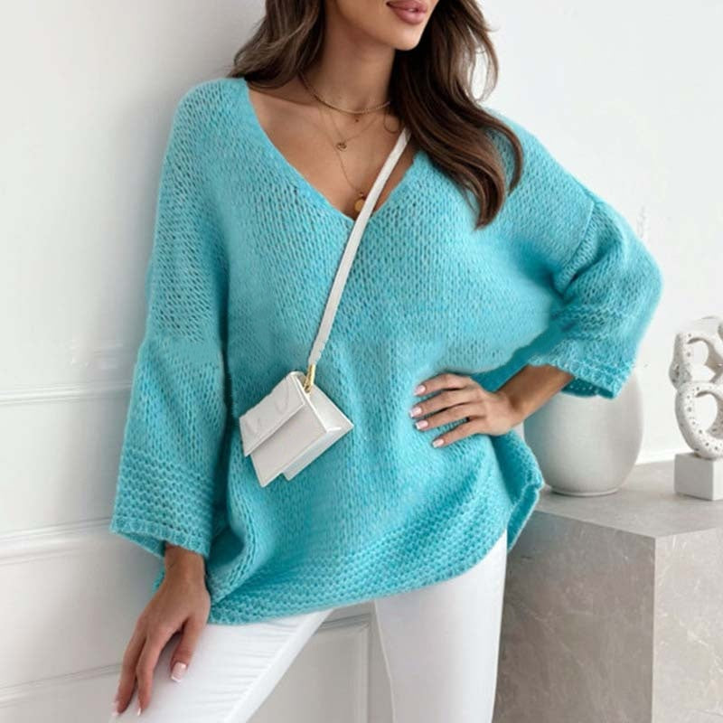 💗DERNIER JOUR - PROMOTION💗 Pull-over ample et confortable à col en V pour femme